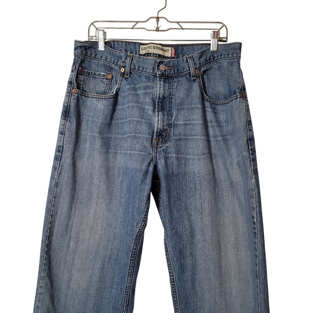 Levis Loose Straight Jeans W34/L32 Mens Denim 100% Cotton Blue - Picture 3 of 10
